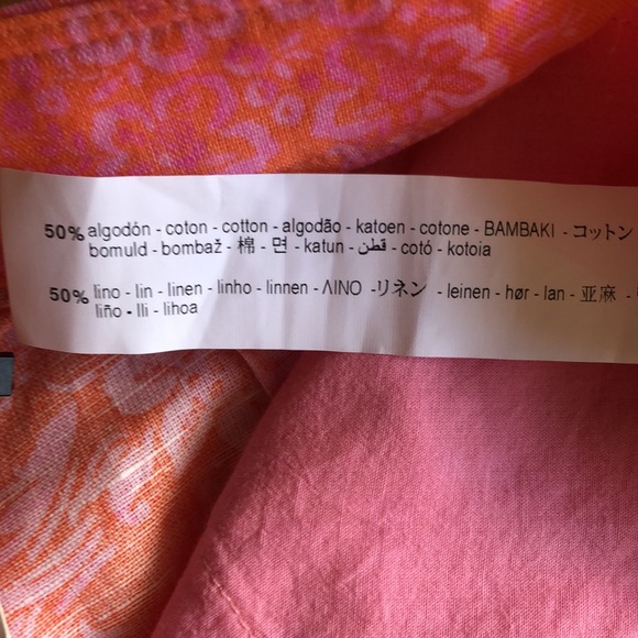 Zara cotton/linen summer lightweight floral pants. 4 pocket zipBright fun floral - Picture 11 of 12